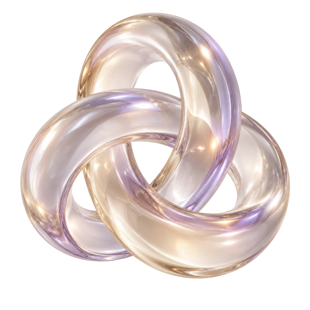 Aure sculpture: three interlocking translucent rings
